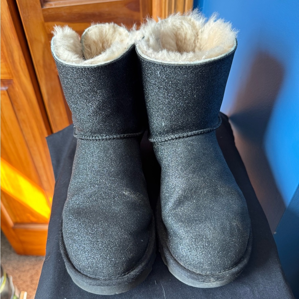 UGG Black Ankle Boots with Cream Lining